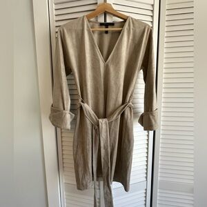 Faux leather mini dress.